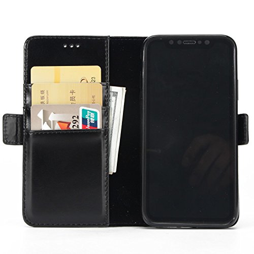 [Moto E4 Plus HÃ¼lle],SunFay Tasche Leder HÃ¼lle Flip Case SchutzhÃ¼lle Magnetverschluss PU Leder Retro Wallet Deckel mit KartensteckplÃ¤tze Tasche fÃ¼r Motorola Moto E4 Plus - Schwarz