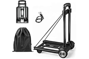 Pejevir Plattformwagen Sackkarre Klappbar, 50KG Faltbarer Handkarre Kompakt mit Rädern, Mini Transportkarren Handwagen mit Teleskopgriff für Zuhause Büro Einkaufen Reisen