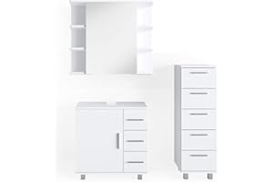 Vicco set mobili bagno Ilias, Bianco, 3 parti