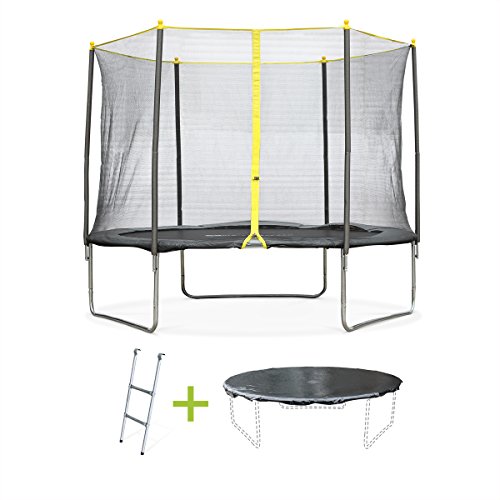 Alice's Garden - Cama elástica, Trampolin de 305 cm, Estructura reforzada soporta 150kg, Incluye: escalera + funda protectora - Cabri