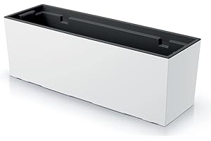 R.G. Blumenkasten Blumentopf Hochwertiger Pflanztrog für Balkon, Terrasse & Garten Pflanzkasten Blumenkübel Urbi Matt Finish mit Pflanzeinsatz (600 Weiß)