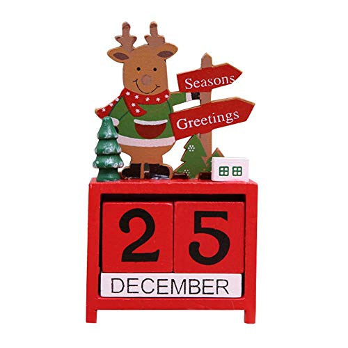 Preisvergleich Produktbild Diuspeed-Weihnachtskalender-hölzerner Kalender, Karikatur-Puppen-alter Mann-Elch-Rotwild stellte innovatives Geschenk ein