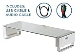Monitor Ständer, hochbelastbar, die 3/20,3 cm Dicke Tempered Glas ist bis zu einer unglaublichen, 66 lbs mit stabilen Aluminium Beinen getestet unter Beibehaltung einer Slim Monitor Riser Profil. Das USB-Monitor Ständer ist für den Transport die größte 27, 30, 81,3 cm Monitore sowie LED TV. Maße sind-Set bei 55,9 cm (Länge) x 22,9 cm (Tiefe) x 7,6 cm (Höhe).