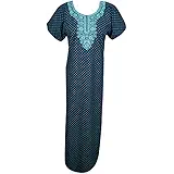 Indiatrendzs Womens Cotton Nighty Embroidered Summer Nightwear Nightgown (Chest 46)
