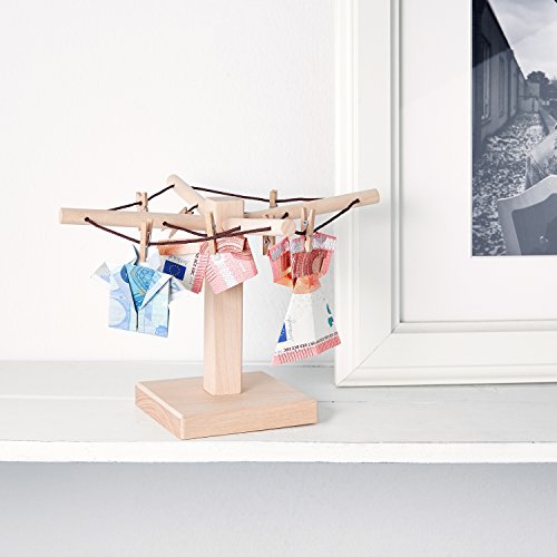 Wäsche-Spinne aus Holz mit liebevoller Gravur – Bleibt einander stets verbunden… – [Motiv Brautpaar] – kreative und originelle Geld-Geschenke oder Foto-Geschenke Verpackung zur Hochzeit – 20cm x 15cm - 3