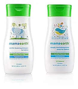 Mamaearth Gentle Cleansing Shampoo for babies (200 ml, 0-5 Yrs) and Mamaearth Deeply nourishing wash for babies (200 ml, 0-5 Yrs)