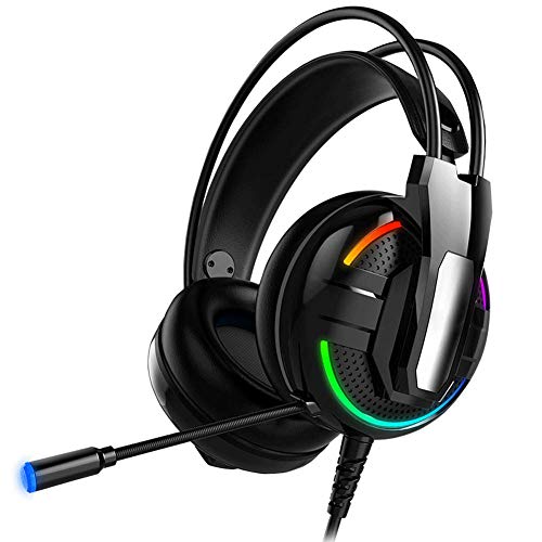 Preisvergleich Produktbild YUNYIN Gaming-Headset,Kopfhörer Ergonomie, Stereo, Fernbedienung, Noise Cancelling-Mikrofon, Subwoofer, LED-Beleuchtung, USB / 3,5-mm-Buchse, konzipiert für Gamer!-RGBstreamer