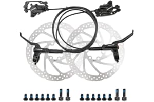 Ruiqas Ensemble de freins à disque hydraulique double avec rotors de 160 mm - Leviers de frein avant et arrière pour VTT - Freins hydrauliques - Freins à disque - Freins à disque