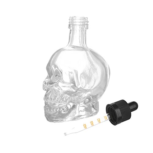 4X 50ml Totenkopfflasche mit Pipette und Skala Ideal um Flüssigkeiten zu mischen E-Liquid und Aroma wie auch in der Kosmetik für Nagelack und ähnlichem, sowie Hobbies im Modelbau und Labor