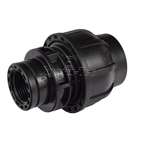 Agora-Tec PE-Fitting Kupplung 32 mm x 3/4 Zoll IG (24,2 mm) für PE-Rohr 32 mm SCHWARZ