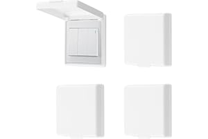 Ziyonix Cache Interrupteur Mural 4 Pièces, Type 86 Réversible Cache Prise Murale Étanche, Autocollant Ultra-Mince Prise Courant Protection pour Salle de Bain, Chambres, Cuisine, Extérieur, Blanc