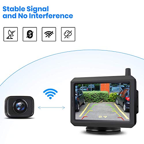 AUTO-VOX W7 Kabellos Digital Rückfahrkamera Set mit 12.7cm LCD-Monitor mit Antenne, eingebautem Funksender, Wireless Einparkhilfe,Wasserdicht IP68-Backup-AutoKamera, Nachtsicht für SUV,Van,KfZ - 2