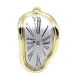 Homyl Surrealismus-Design Schmelzuhr Schmelzende Regaluhr Regal-Uhr Tischuhr Bürouhr Dekoration - Gold