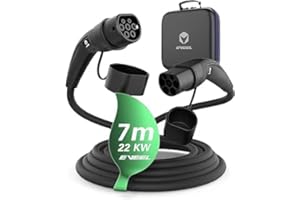 EVEEL® Câble de Charge Type 22kW 7M |Cable Recharge Voiture Electrique 32A 3 Phase | Compatible avec Model 3/S/X/Y, Zoe, e-tron, Twingo, EQ, Ariya