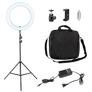 Banlok 10 Inches LED Ring Light with Stand for Camera Smartphone YouTube Video Shooting and Makeup, Dimmable 2700-5500K Studio Lighting with Phone Holder