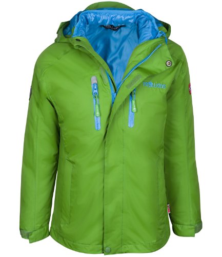 Trollkids Kinder wasserdichte 3in1-Jacke Hammerfest, Vipergrn / Hellblau, Gre 116