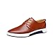Produktbild Herren Freizeit Schuhe aus Leder Business Anzugschuhe Mesh Atmungsaktiv Lederschuhe Oxford Halbschuhe Zum Schnürer Flache Slipper für Party Übergrößen 37-48, Absolute (CN:47/EU:46, Braun)