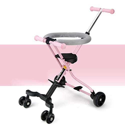 MINISU Infant Baby Children's Three-Wheeled Trolley Aluminum Alloy Simple Lightweight Folding Travel (Color : B)