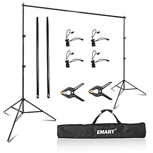 EMART Photo Video Studio 8 x 8 ft Backdrop Stand, Adjustable Photography Muslin Background Support System Kit with Carry Bag