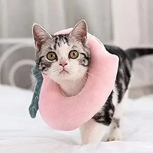 Emily Pets Peach Adjustable Cat Recovery Collar, Cute Neck Cone After Surgery, Wound Healing Protective Cone Surgery Recovery Elizabethan Collars, Soft Edge for Kitten and Cats(S,Pink)