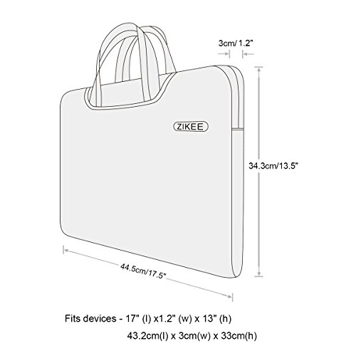 Zikee 17-17 3 Zoll wasserfeste und 360   sto  feste Aktentaschen als Schutz f  r Ihren Laptop Notebook mit Handgriff  Schwarz 