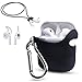 Produktbild AirPods Hülle, Panamalar Premium Qualität Silikon Anti Fingerprints Shock Absorption Schutzhüllen mit Magnetic Anti-Lost Strap und Ohrhaken für Apple Air Pods Zubehör (Black)