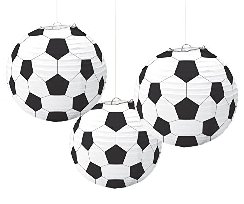 Amscan 240178 - Hängedekoration - Lampions Fußball, 3 Stück, circa 24 cm
