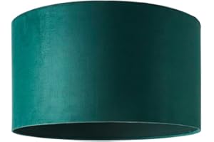 MiniSun | Large Modern Forest Green Velvet Drum Light Shade | Lamp Shades, Home Décor & Improvement Essential | 450mm Shade Width