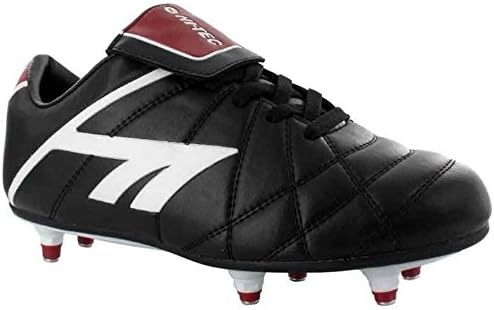 Boys New Hi Tec Football Removable Studs League Lace Boots Trainers Shoes Size - Black/White - UK 5