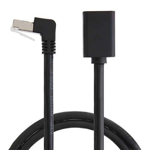 CableCreation nach oben abgewinkelt CAT6 geschirmte Ethernet-Verlängerung Stecker / Buchse Kabel, 50U „Gold überzogenes Kontakt, FTP-Netzwerkkabel , Bandbreite: 250 MHz, 1,6 ft / 0.5m, Schwarz - 3