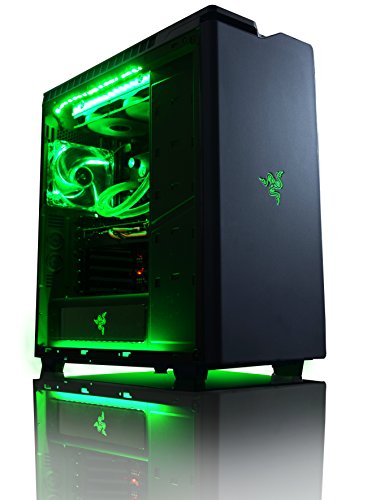 VIBOX Rainmaker 81 Gaming PC – 4,5GHz Intel i7 Quad Core CPU, Geforce GTX 1060, leistungsfähig, Wassergekühlter Desktop Gamer Computer mit Spielgutschein, Windows 10, Grün Innenbeleuchtung, lebenslange Garantie* (4,2GHz (4,5GHz Turbo) Superschneller Intel i7 7700K Kabylake Quad 4-Core Prozessor CPU, Nvidia GeForce GTX 1060 3GB Grafikkarte, 32GB Team 2133MHz DDR4 RAM, 240GB SSD, 3TB Festplatte, Raijintek Triton Wasserkühler, 600W 85+ Netzteil, NZXT H440 Gehäuse, Z270 Mainboard) - 2