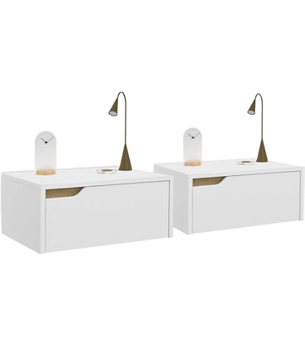 IDMarket - Set Di 2 Comodini A Parete Hawkins Mensola Sospesa Dal Design Industriale