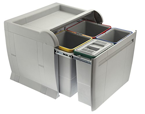 ELLETIPI City PTA 5040A - Cubo de Basura de Reciclaje extraíble por la Base. Gris. 52 x 42 x 44 cm