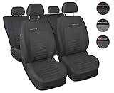 Rücksitzbezug teilbar, die Bezüge besitzen Ausschnitte für Sicherheitsgurte und spezielle Öffnungen für die Kopfstützen - ACHTUNG! Nicht geeignet für Sitze mit integrierten Kopfstützen