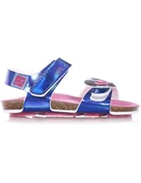AGATHA RUIZ DE LA PRADA - Sandalia azul de cuero, con cierre de velcro, corazón decorativo en la tira anterior, Niña, Niñas