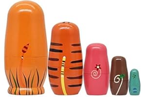 HYCLES 5 strati di bambole di nidificazione russe - giocattoli in legno per bambini dai 3 anni - regali per ragazzi e ragazze (leone)