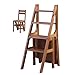Produktbild Leiter Hocker Convertible Ladder, Klappbarer Bibliotheksleiter-Stuhl, 4-stufiger Hocker aus Naturholz multifunktional 120 kg Kapazität (Farbe : Walnut Color)