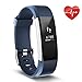 Produktbild Ausun 115HR Plus Fitness Armband mit Pulsmesser Wasserdicht IP67 Fitness Tracker Aktivitätstracker Pulsuhren Smartwatch Schrittzähler Uhr Vibrationsalarm Anruf SMS Whatsapp Beacht, Blau