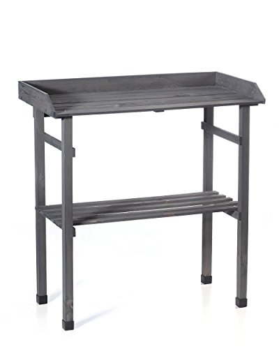 myGardenlust Pflanztisch für Garten Balkon und Terrasse - Gartentisch rechteckig aus Kiefern Holz - Blumentisch - Pflanzentisch 80 x 40 x 83,5 cm anthrazit
