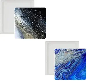 Like it 2PCS Square Silicone Molds for Coasters Epoxy for Casting with Resin Art Clay Cement Pack of 2 ( Square ) (4 in)