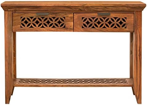 Jasmeen Fretwork Carved, Hand-Waxed, Sheesham Hardwood Console Table
