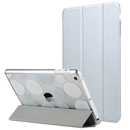 iPad Mini Case, ULAK iPad Mini 1/2/ 3 Hülle Ultra Dünn [Gemusterten Design] Wickelfalz Ledertasche mit Lichtdurchlässig Rückseite Abdeckung Schutzhülle für Apple iPad Mini 1/2/3 Auto aufwachen / Schlaf Funktion (Silber)