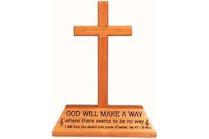 shalom God will make a way Christian wooden crucifix cross desktop gift 12.5cm