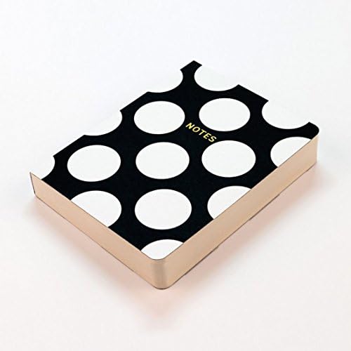 A6 Black and White Polka Dot Notebook. Gold 'Notes'. 320 Ruled Pages.