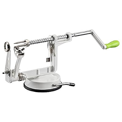 Terre Étoilée - Pèle pommes pro - 3 en 1- Pour Eplucher Trancher et Evider les pommes - Design moderne - Produit blanc et poignée plastique résistante - Outil indispensable pour faire de belles tartes régulières Marque: Terre Étoilée
