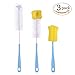 Produktbild 3 Stück Flaschenbürste Set-Biegbar 16 "Robuste Borsten Lange Wasserflasche Pinsel Reiniger + 14" Schwamm Flasche Pinsel und 10 "Weicher Safe Baby Flasche Pinsel (Blau&Gelb)
