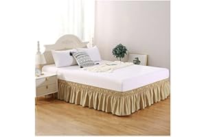 AQIGR Gonne da Letto Elasticizzata Balze Mantovana Giroletto Matrimoniali/Una Piazza e Mezzo/Singolo Tre Lati Tessuto Around Bed Wrap con Cinture Regolabili Facile da Pulire
