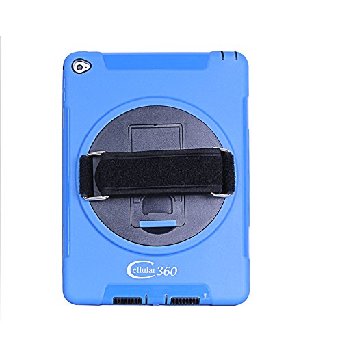 Cellular360 Apple iPad Air 2 Schock-und Drop-proof Hülle, Kopfstützen-Halterung mit einem Griff, einem Schultergurt und einem 360 Grad drehbaren Standfußdrehbaren (Schulterriemen-Blau) - 3