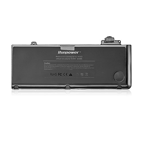 Runpower Neue Laptop-Akku für Apple A1322 A1278 (Mitte 2009, Mitte 2010, Anfang 2011, Ende 2011, Mitte 2012 Version) Unibody MacBook Pro 13 Zoll, MD101LL / A MC374LL / A MB990LL / A MB991LL / A MC700LL / A + Zwei Gratis-Schraubendreher – 18 Monate Garantie [Li-Polymer-6-Zellen 65Wh / 6000mAh] - 3