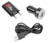 DURAGADGET dreiteiliges Ladekit (Kfz-Ladegerät, USB-Ladekabel, Slimline-Ladegerät) für die Garmin VivoFit 2 / Fenix 3 / Epix/Edge Explore 1000 / Vivoactive Smartwatch und Garmin Varia